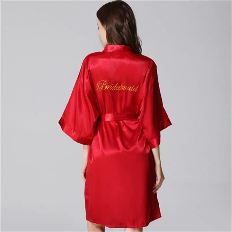 Champagne Satin Kimono Bridal Robe for Women