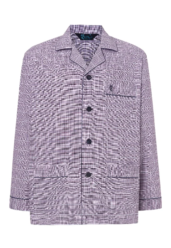 Pijama Hombre Largo Solapa Popelín Cuadros - Violeta 2977_95