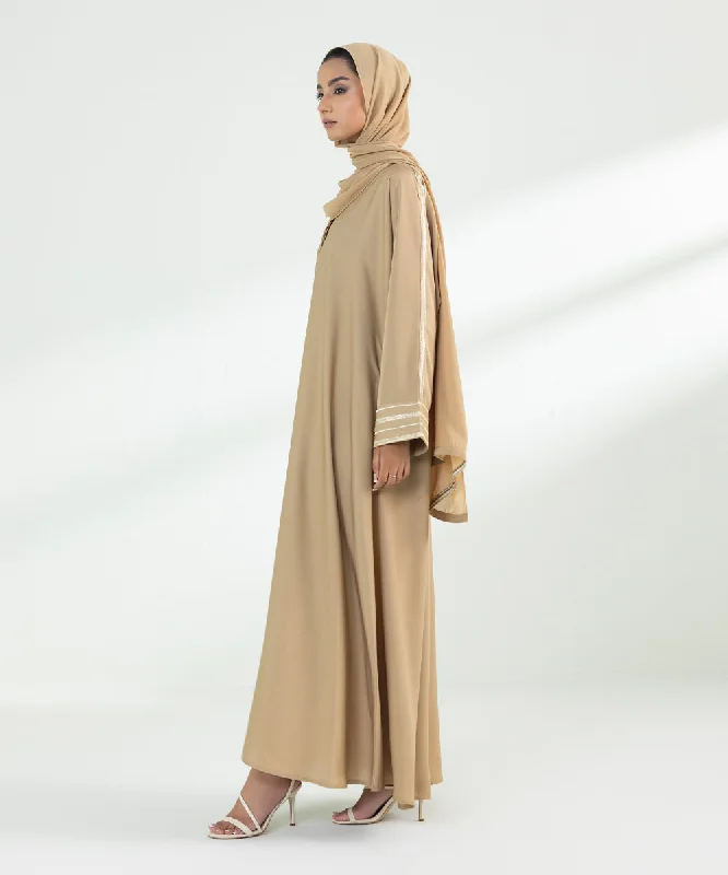 Embroidered Button Through Abaya Set